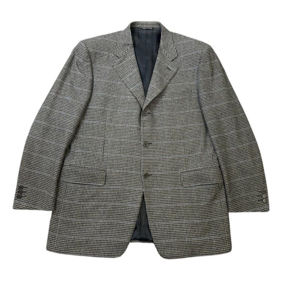 Canali Blazer Cashmere Lana Wool Sport Coat Italy Houndstooth 3 Button Size 52R